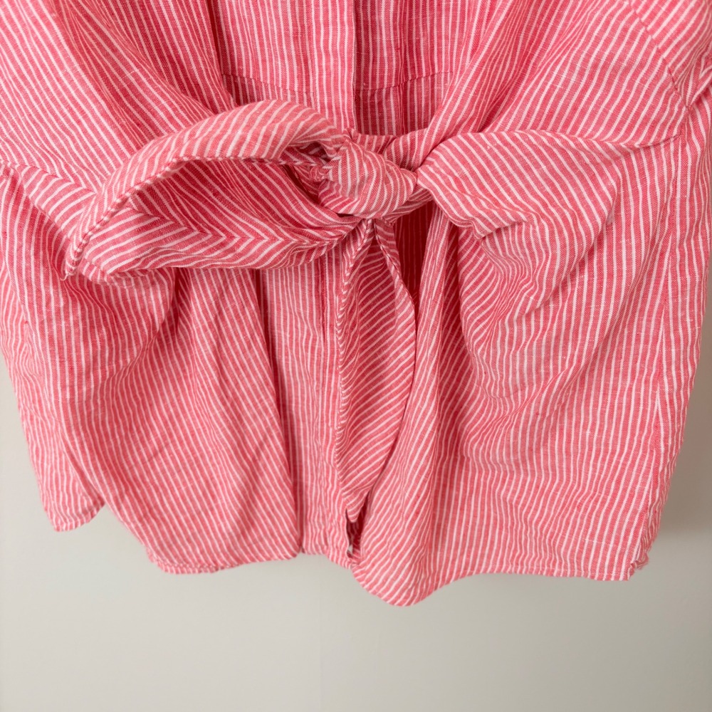 Lauren Ralph Lauren Linen Striped Shirt Womens 3X Pink Red Cool Light Resort - Picture 6 of 8